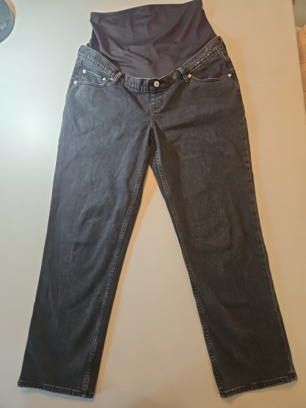 Abercrombie Fitch Black Maternity Jeans Stretch Waistband 90's Straight NWOT - Picture 5 of 9
